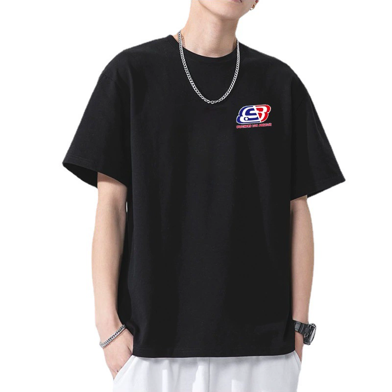 Хлопковая летняя футболка с коротким рукавом и круглым вырезом, oversize