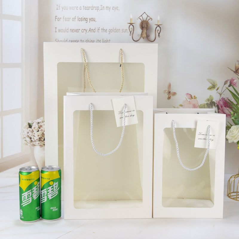 Extra grande ventana cumpleaños graduación temporada bolsa de regalo ramo transparente cuadrado sola flor caja de regalo bolso