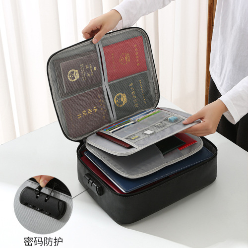 Household waterproof and fireproof document bag large capacity archive document storage box home organization contract passport storage bag