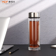 双层玻璃杯批发高硼硅大容量加厚耐热茶水分离泡茶开业商务礼品