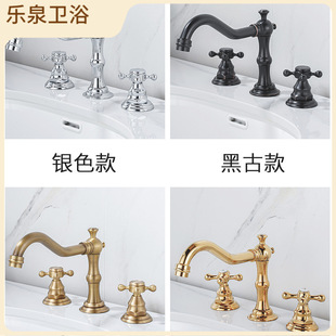 Cross-border antique copper three-hole faucet hot and cold toilet split basin wash basin wash basin retro American style simple