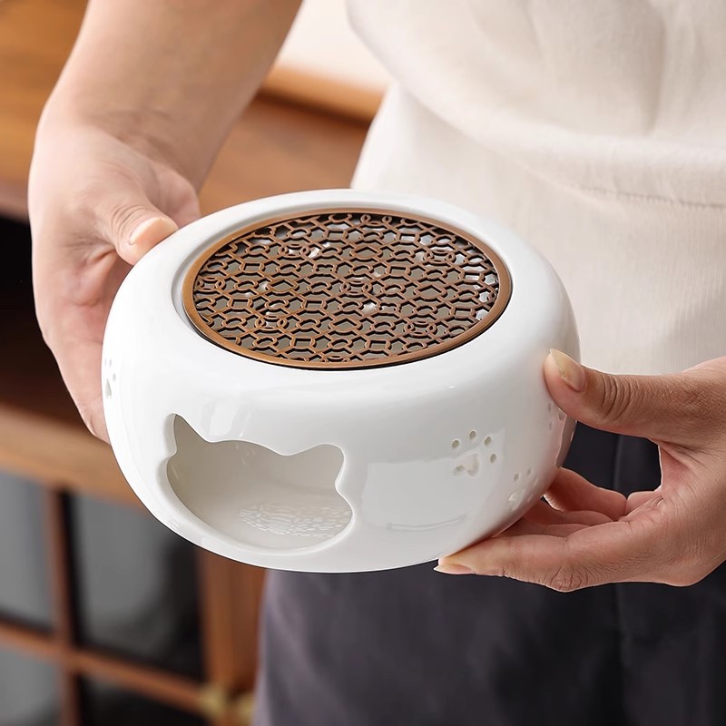 日式蜡烛温茶炉萌猫玻璃茶壶加热陶瓷底座酒店餐厅花茶保温煮茶器