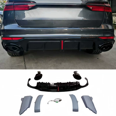 Suitable for Audi A6 Allroad models from 2019 to 2025, this includes a modified rear lip, exhaust tips, and a black "Black Warrior" lower lip