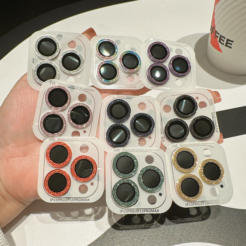 Glitter lens film for iPhone16promax camera protective film 15plus colorful lens protective cover