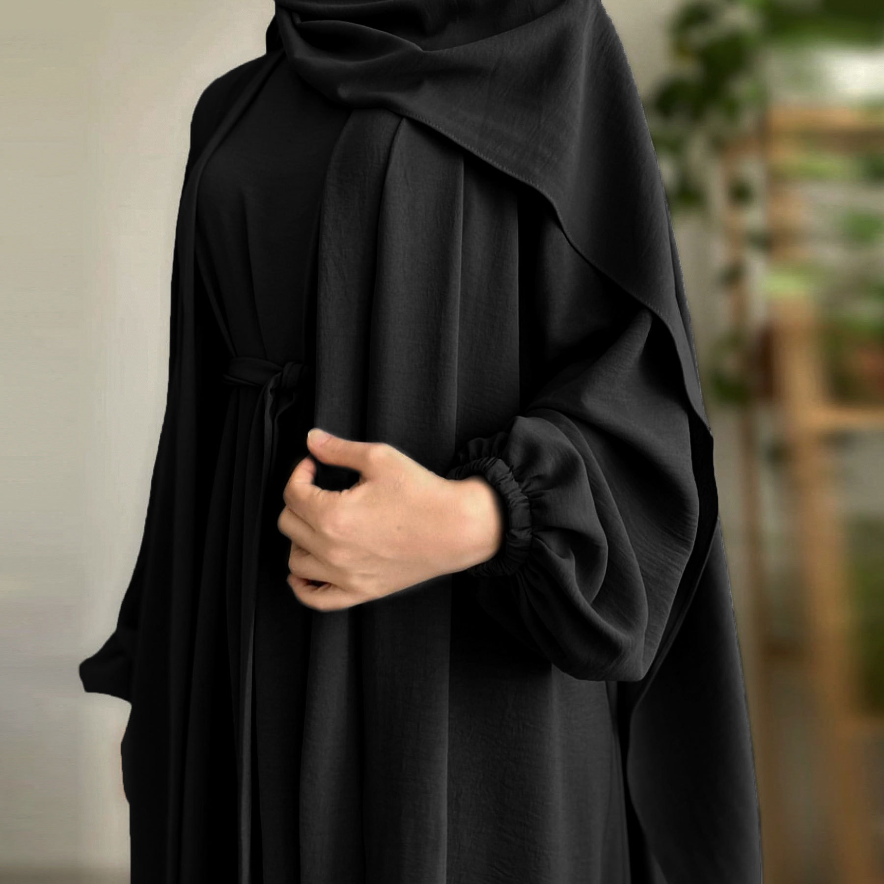 2025 Spring New Arrival Turkey Dubai Solid Color Two-Piece Women's Robe Dress_ecoleips.com