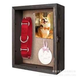 跨境木质宠物骨灰盒可挂墙宠物相框猫咪狗狗项圈玩具收纳盒相框