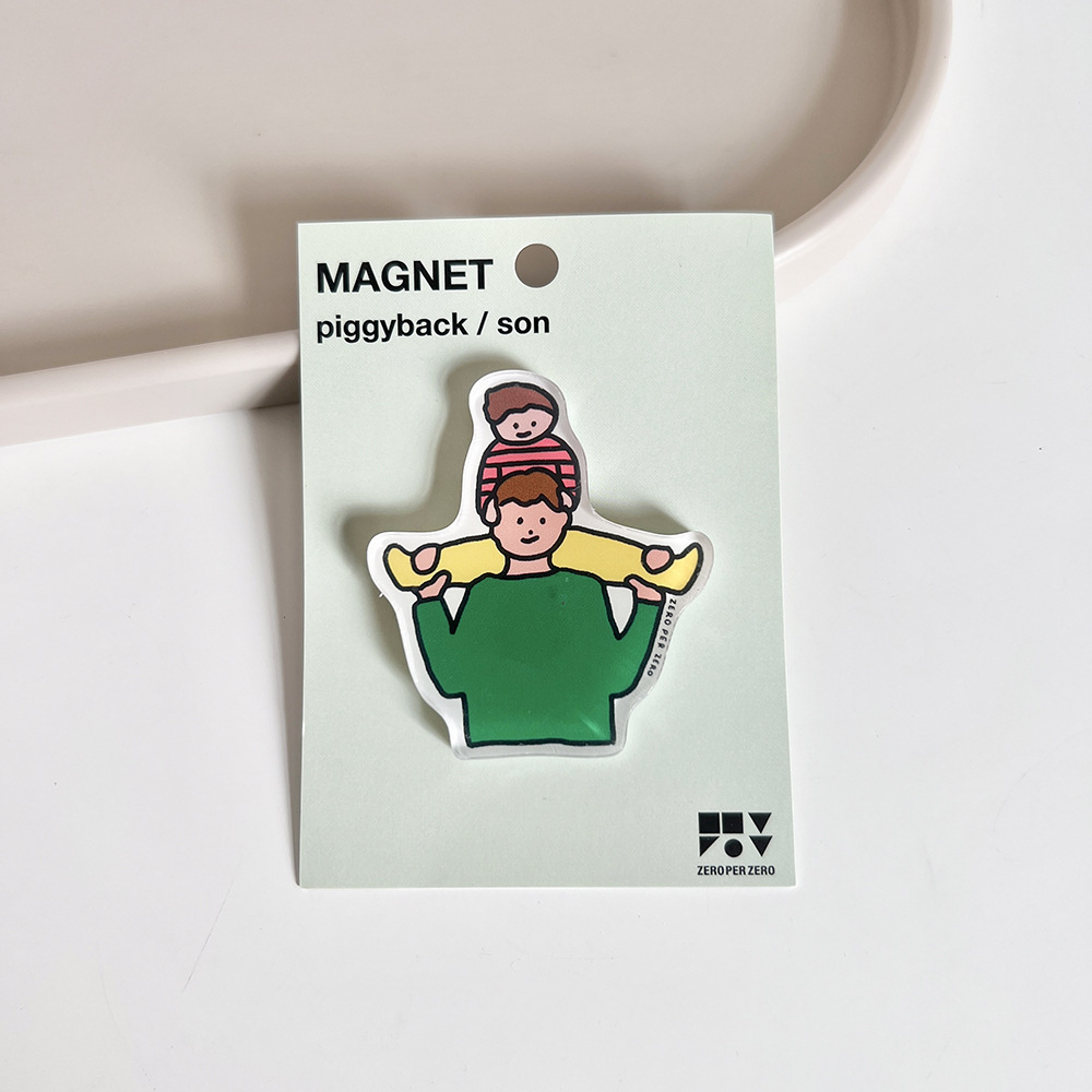 Corea del Sur zeroperzero familia ilustración de padres e hijos pegatinas de refrigerador acrílico imán magnético pegatinas de fotos