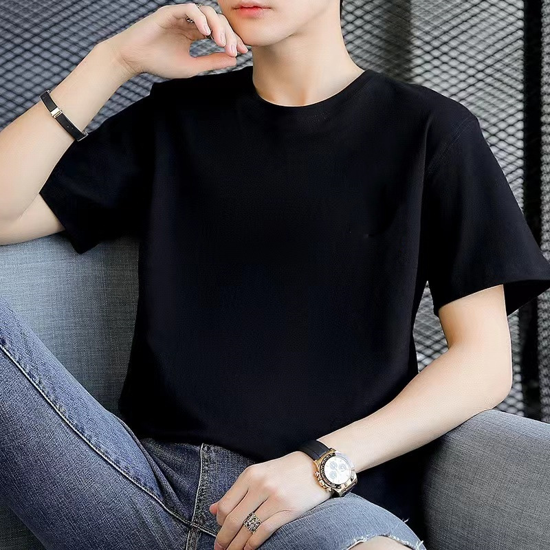 Camiseta de manga corta para hombre Camiseta de marca de moda para hombre de verano para hombre Camiseta simple color sólido más tamaño media manga que basa la camisa