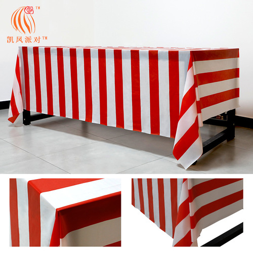 Kai Feng Party Circus Christmas Red and White Striped Table Cloth Holiday Party Table Layout Props New Style