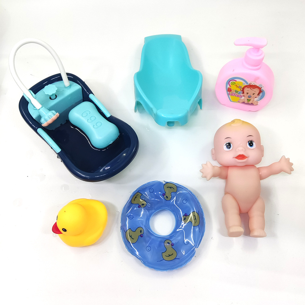 Niños jugar casa Baño baño Agua mano presión agua bañera muñeca juguete traje de baño bebé juguete