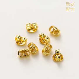 压纹蝴蝶耳塞14k18k纯铜电镀保色真金 diy耳饰品配件金属耳堵耳帽