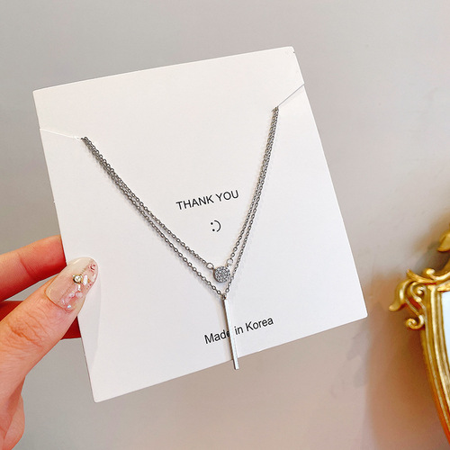 European and American retro double-layer necklace women's niche design light luxury stacked pendant ins cold style titanium steel clavicle chain