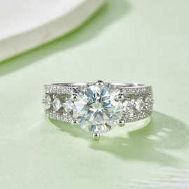 R230220028款S925银镀18K白金公主方莫桑钻女戒7*7mm/2.0CT