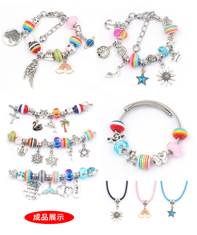 Amazon Best Sellers children originality diy manual crystal Bracelet suit unicorn style Gift box collocation