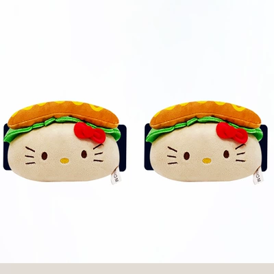 New Cute Hot Dog Kitty Sürətlər qutusu və əl tormozu başlıqları - two-hot-dog-kitty-cat-black-gloves