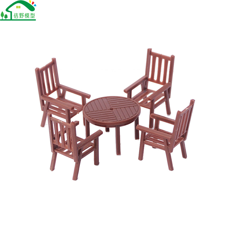 Mini traje de mesa y silla modelo al aire libre micro escena ocio mesa redonda silla plástico edificio arena bandeja decoración adornos