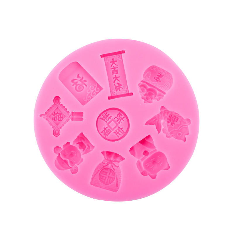 Festival de estilo chino Festival de primavera tema molde de silicona Dios de la riqueza Festival de primavera copla cornucopia nudo chino epoxi colgante molde