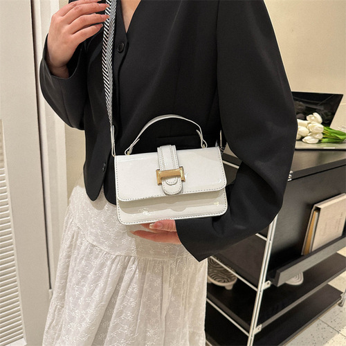 夏季时尚漆皮亮面小方包小众质感包包女包洋气网红单肩斜挎包