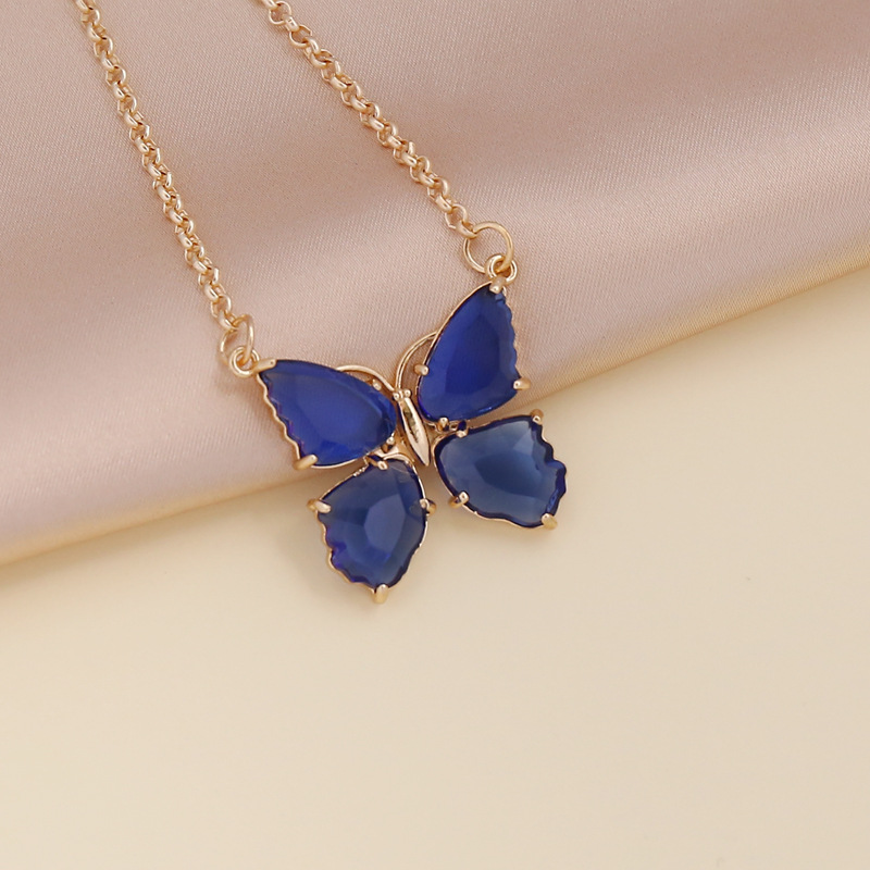 Fashion multicolor zircon butterfly copper necklace earring