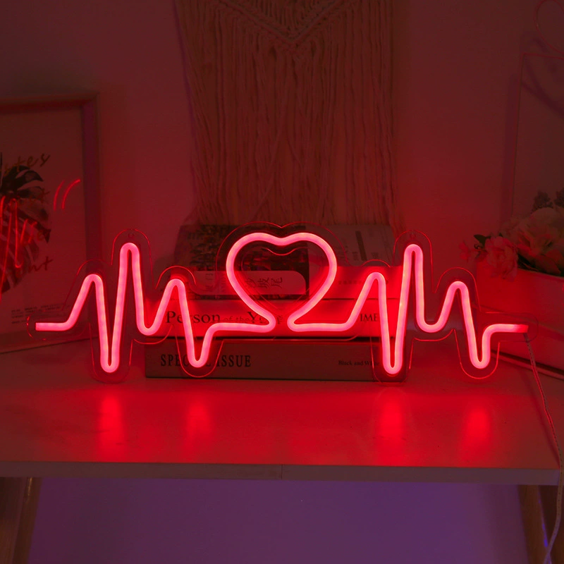 LED neon sign acrylic back panel, USB 5V‑1A with switch, decorative wall night light (various designs)