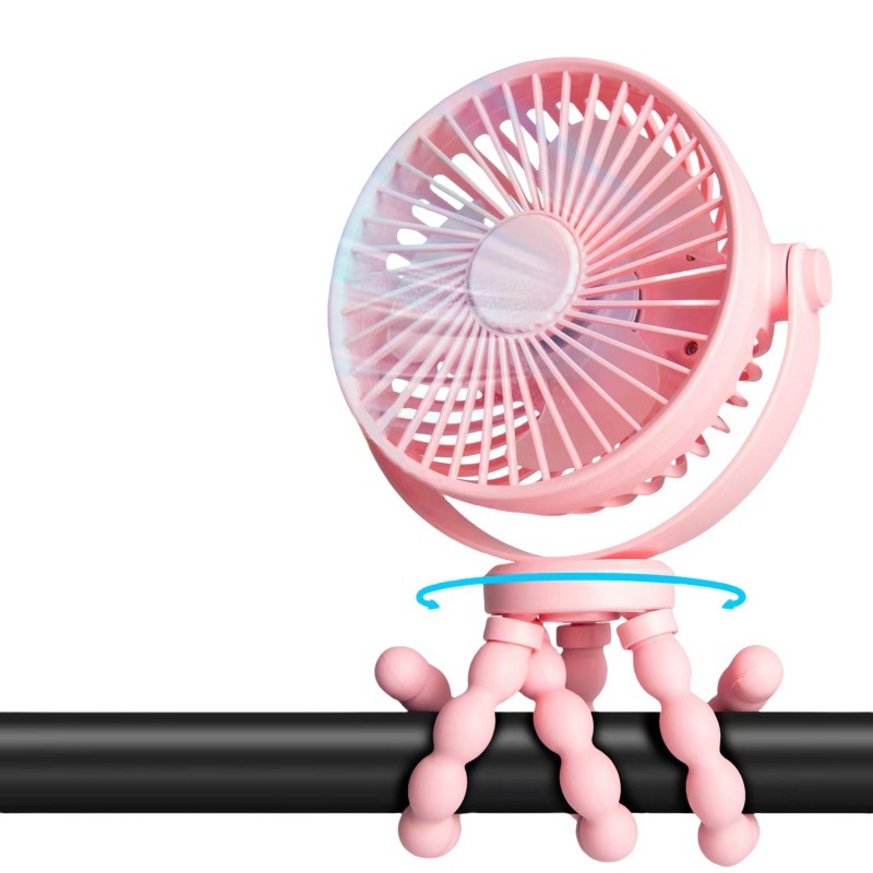 Mini ventilador con forma de pulpo, ventilador repelente de mosquitos para exteriores, ventilador para cochecito y cuna, luz nocturna silenciosa, exclusivamente para ventas transfronterizas.