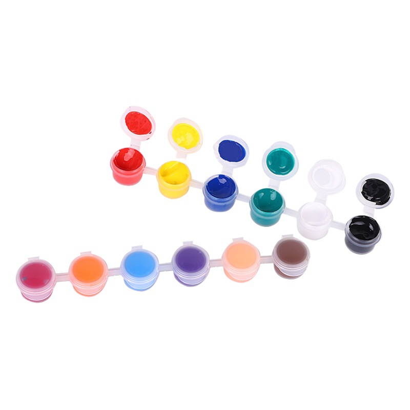 Los niños de pintura acrílica 12 colores traje 6 siameses kindergarten estudiante arte suministros graffiti DIY yeso tira pigmento