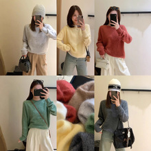 早秋尝鲜！拉毛羊绒羊毛26支无缝一体毛衣圆领云柔针织衫G090617