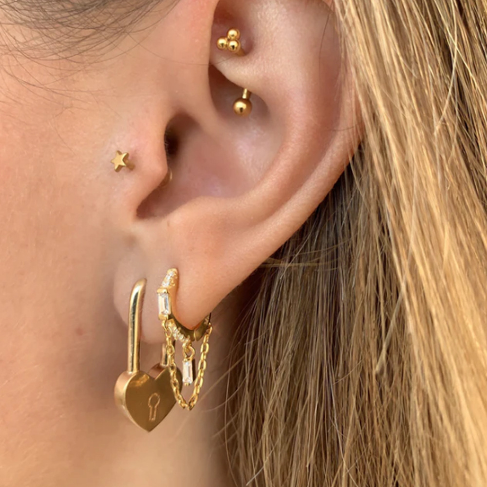 Fashion Geometric Sterling Silver Plating Zircon Earrings 1 Piece