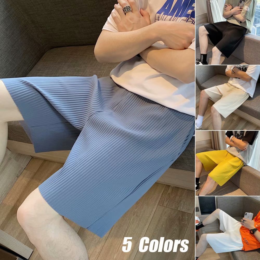 Ice silk pants male summer shorts trend wild five pants INS vertical casual sports men's tide card