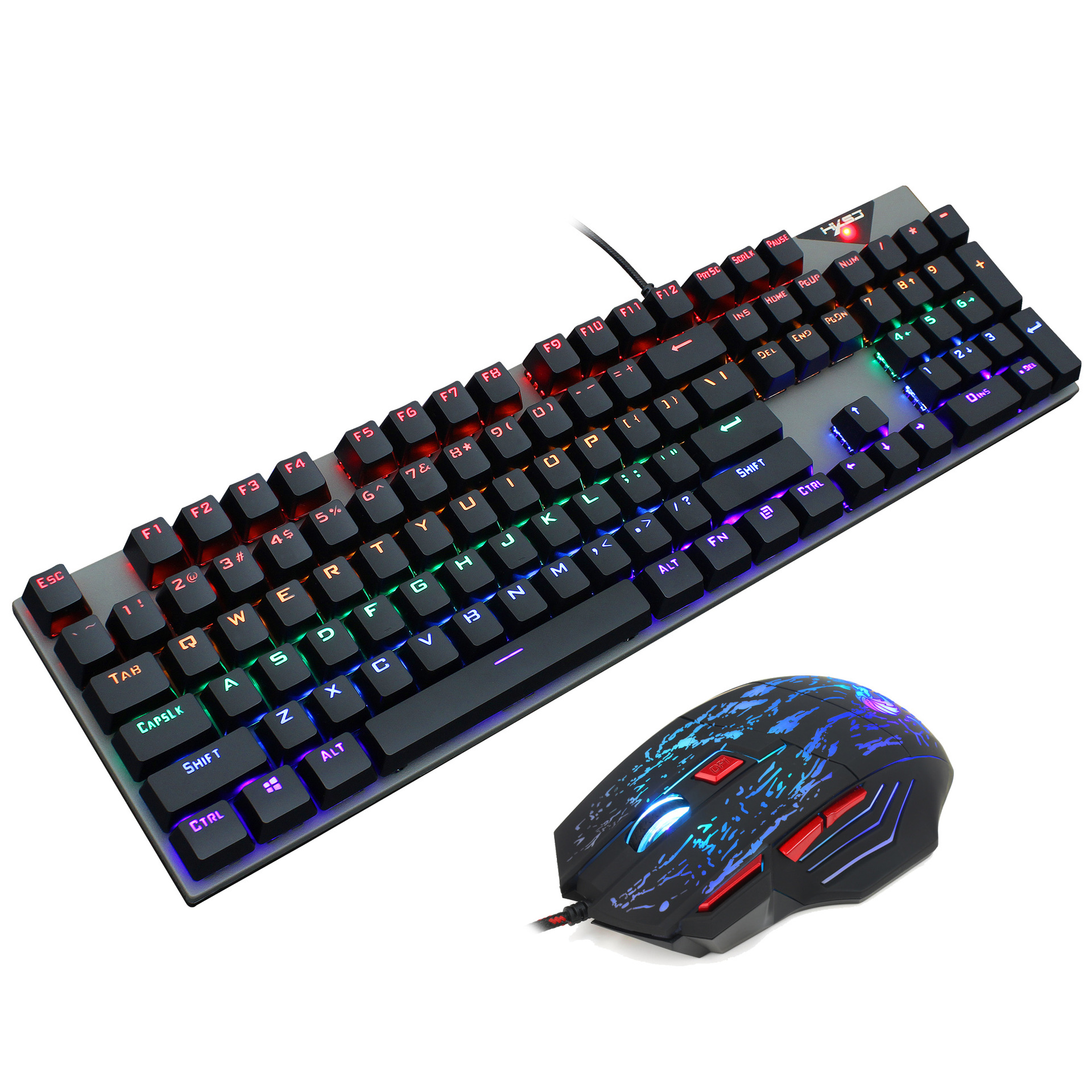 New 104 RGB illuminated mechanical keyboard colorful set seven key gaming mouse logo 5500dpi_voghion.com