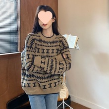 2025秋冬季新款宽松上衣女士慵懒风套头长袖复古日系毛衣外穿网红