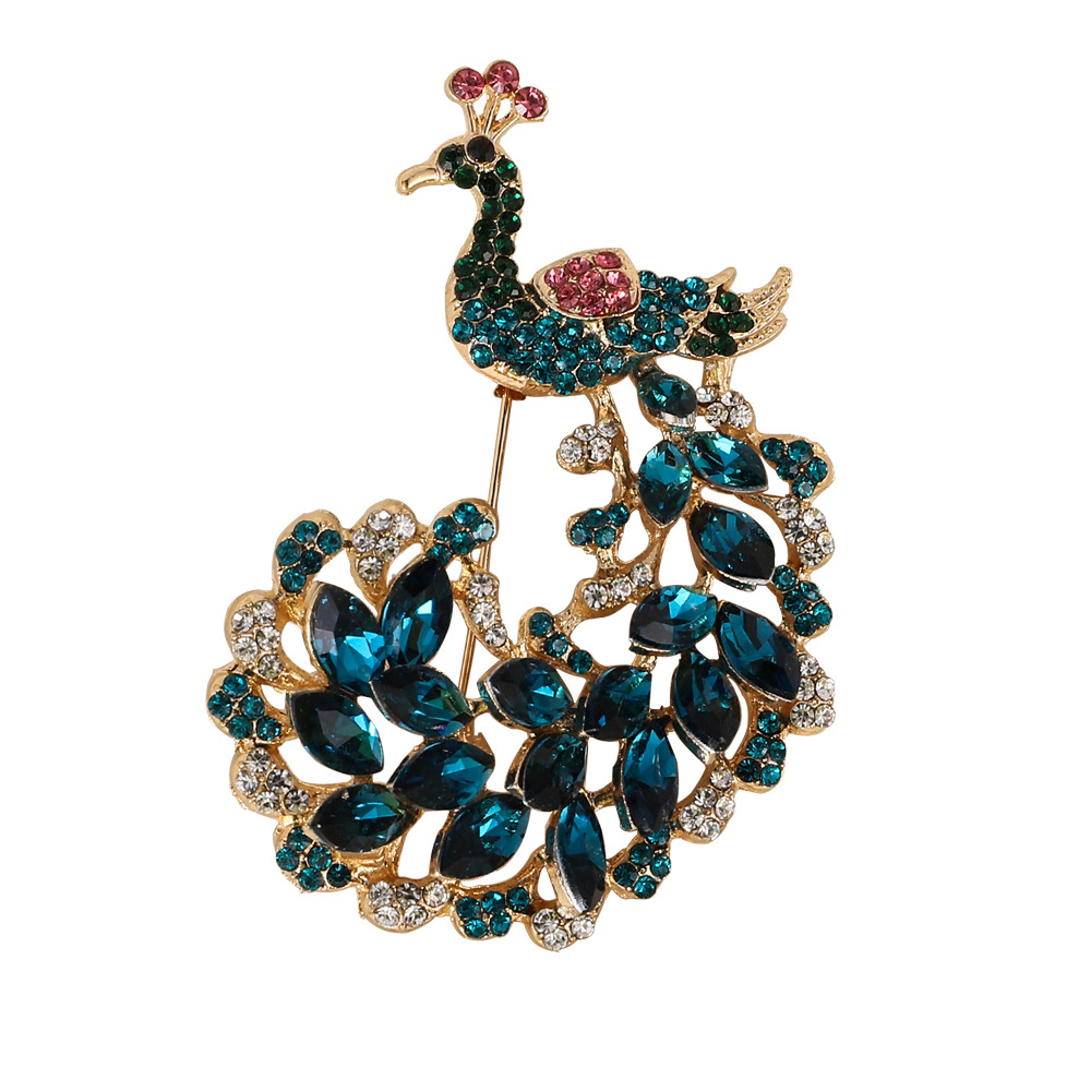 Pavo Real de Europa y América avanzada broche moda animal ramillete lindo aleación Ropa Accesorios regalo joyería al por mayor