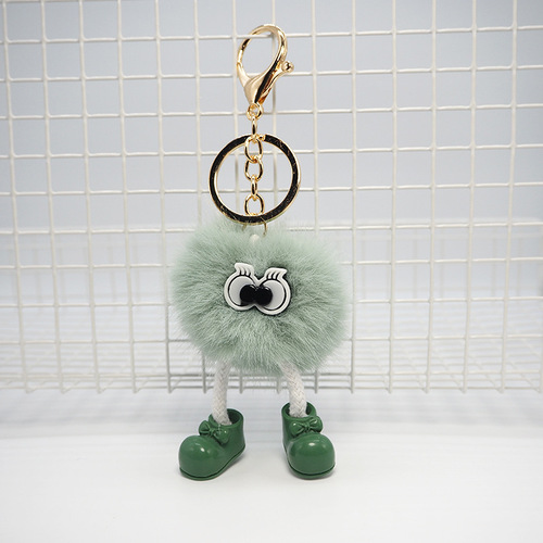 Cute faux sable hair small charcoal car keychain pendant, purse plush teddy bear keychain decoration wholesale
