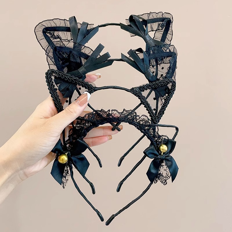 Arco de orejas de gato aro de cabello sexy gato aro de cabello adornamiento de cabello de Halloween accesorios de transmisión en vivo decoración divertida