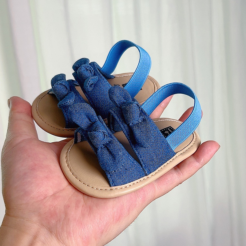 Spring and summer infants and toddlers soft-soled non-slip bow sandals for girls 0-1 years old and 12 months old, non-falling toddler shoes