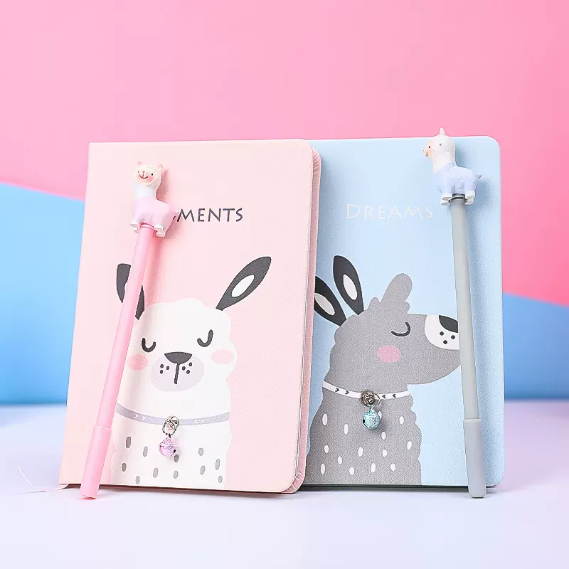 手帐本批发礼盒套装卡通羊驼记事本带笔可爱笔记本手账本工厂直销