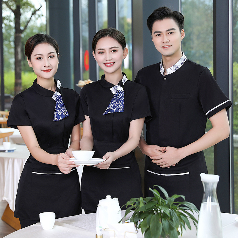 Restaurant Waiter Work Clothes Short-sleeved Hotel Catering Tea House Beauty Salon Hot Pot Restaurant Chinese Style Clothing Women's Summer Clothing Restaurant Waiter Work Clothes Short-sleeved Hotel Catering Tea House Beauty Salon Hot Pot Restaurant Chinese Style Clothing Women's Summer Clothing