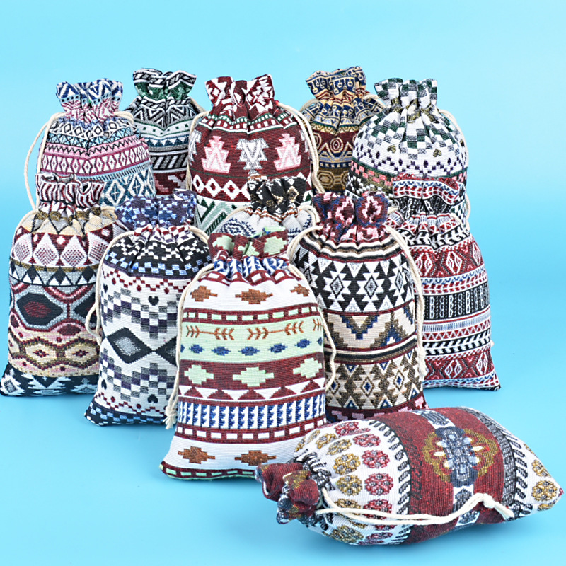 现货墨西哥风棉布束口袋 首饰戒指小礼品包装袋空香囊包装袋批发