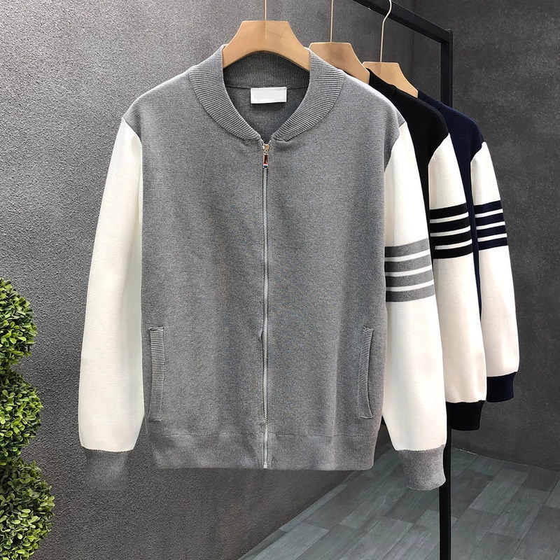 Knitted Cardigan Long-Sleeve Men's Jacket 2026 Spring and Autumn New Style Men's Cardigan Non-Iron Simple Casual Striped