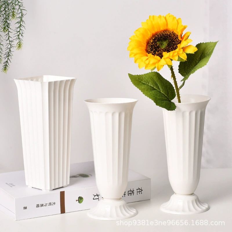 Скандинавская пластиковая ваза для дома, искусственная ваза для декора гостиной, устойчивая к падениям, креативная, простая, маленькая, свежая ваза