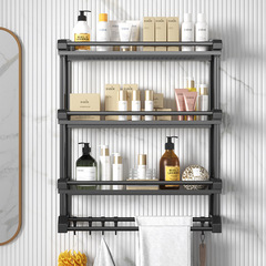 Double-layer stainless steel bathroom storage rack without punching bathroom dental supplies towel storage rack bathroom wall hanging