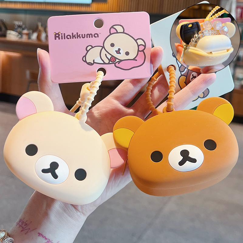 Authentic Silicone Rilakkuma Earphone Coin Purse Keychain Accessory Bag Keychain Doll Small Pendant