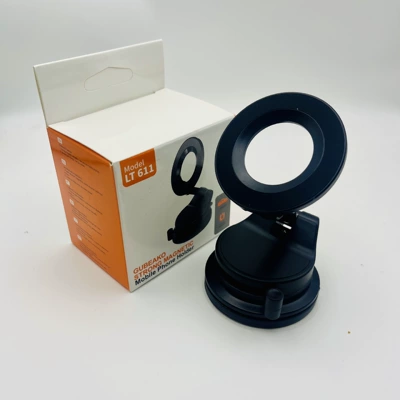 Car Mobile Phone Holder with Super Strong Magnetic Suction, Portable, Foldable, Rotating Vacuum Suction Cup, 360-Degree Rotation for Car Use (Car phone holder) - item-number-lt611-black