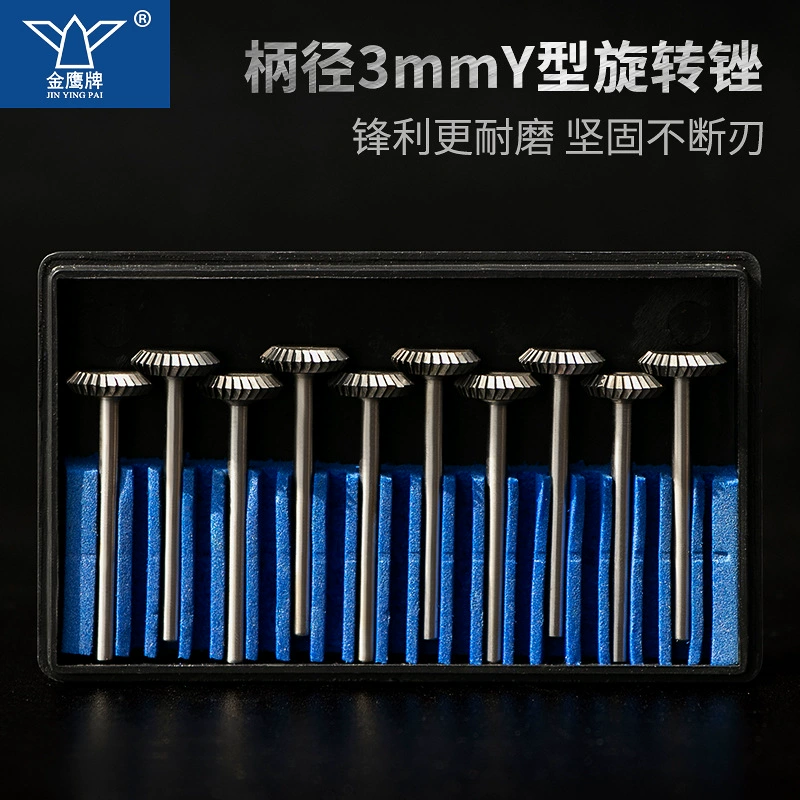 Golden Eagle Двойная коническая Шлифовальная головка из вольфрамовой стали Поворотный напильник из V-образного сплава Y-образная Т-образная ручка для снятия фаски 3mmY10 Y1203M03