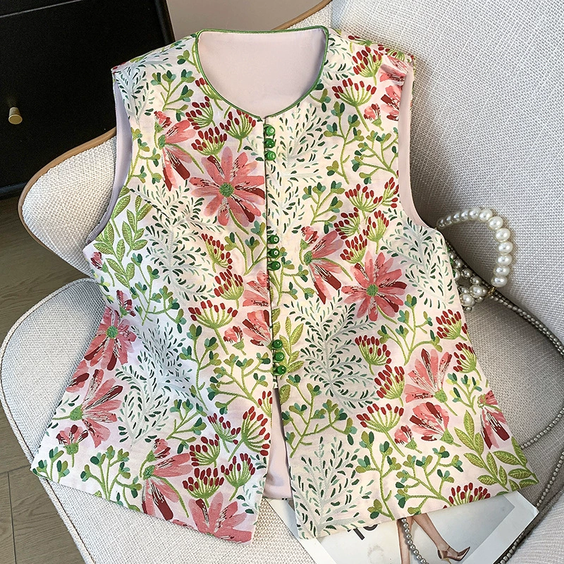 Реальная стрельба в новом китайском стиле, национальный стиль, национальный прилив, маленький круглый воротник, пряжка, ткацкий парчовый вышивка