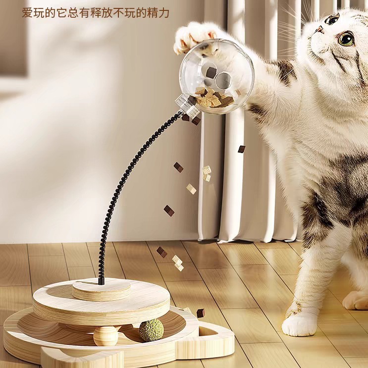 猫のおもちゃ木製回転盤ペットの知育用品|undefined