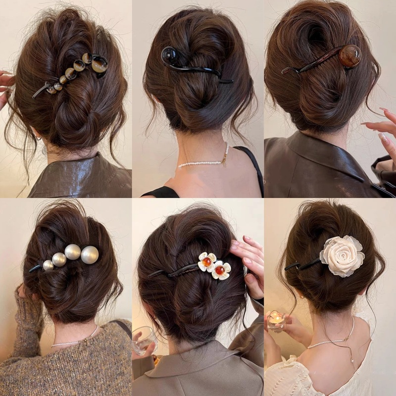 後頭部にツイストクリップが付いた新しいスタイルのワンラインヘアクリップ、軽い高級感と高級感のあるヘアクリップ、女性用のアヒルのくちばしクリップヘッドドレス|undefined