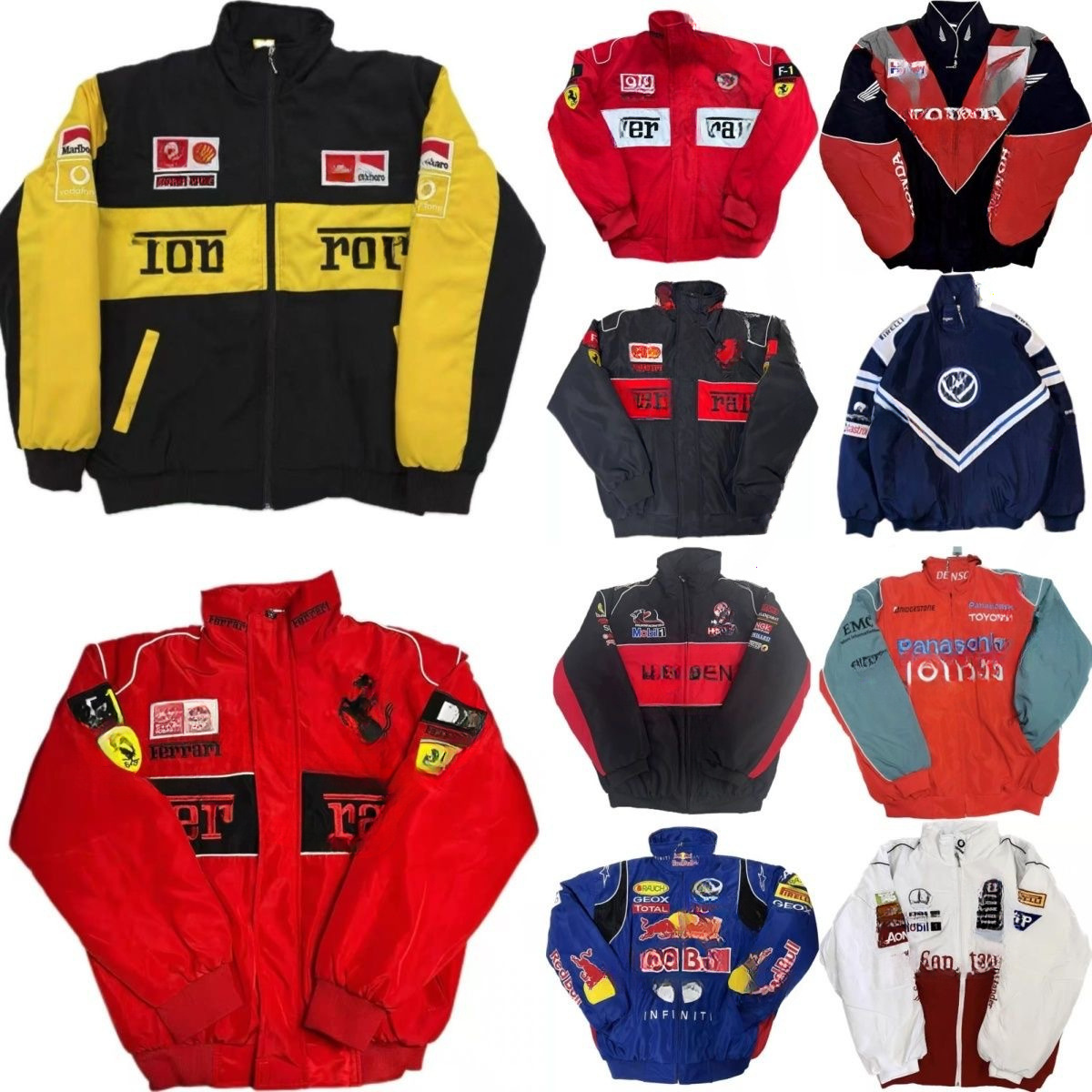 Racing car, retro jacket, baseball jersey, uniform, with embroidery, style 3