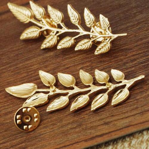 Popular gold and silver leaf jewelry for men and women, brooches, pins, shirts, sweaters, collar pins, collar buttons, retail and wholesale