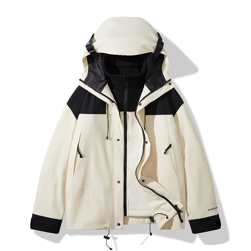 定制LOGO户外三合一冲锋衣情侣款春秋季登山服男女款三防连帽夹克|undefined